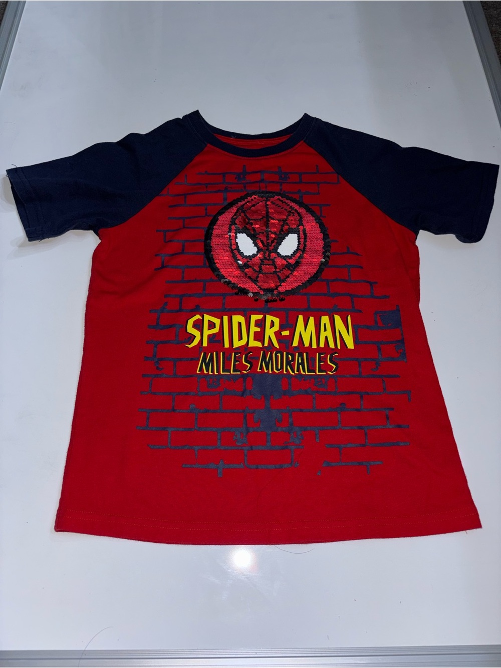 Spider-Man Miles Morales Red & Navy Raglan Kids Tee